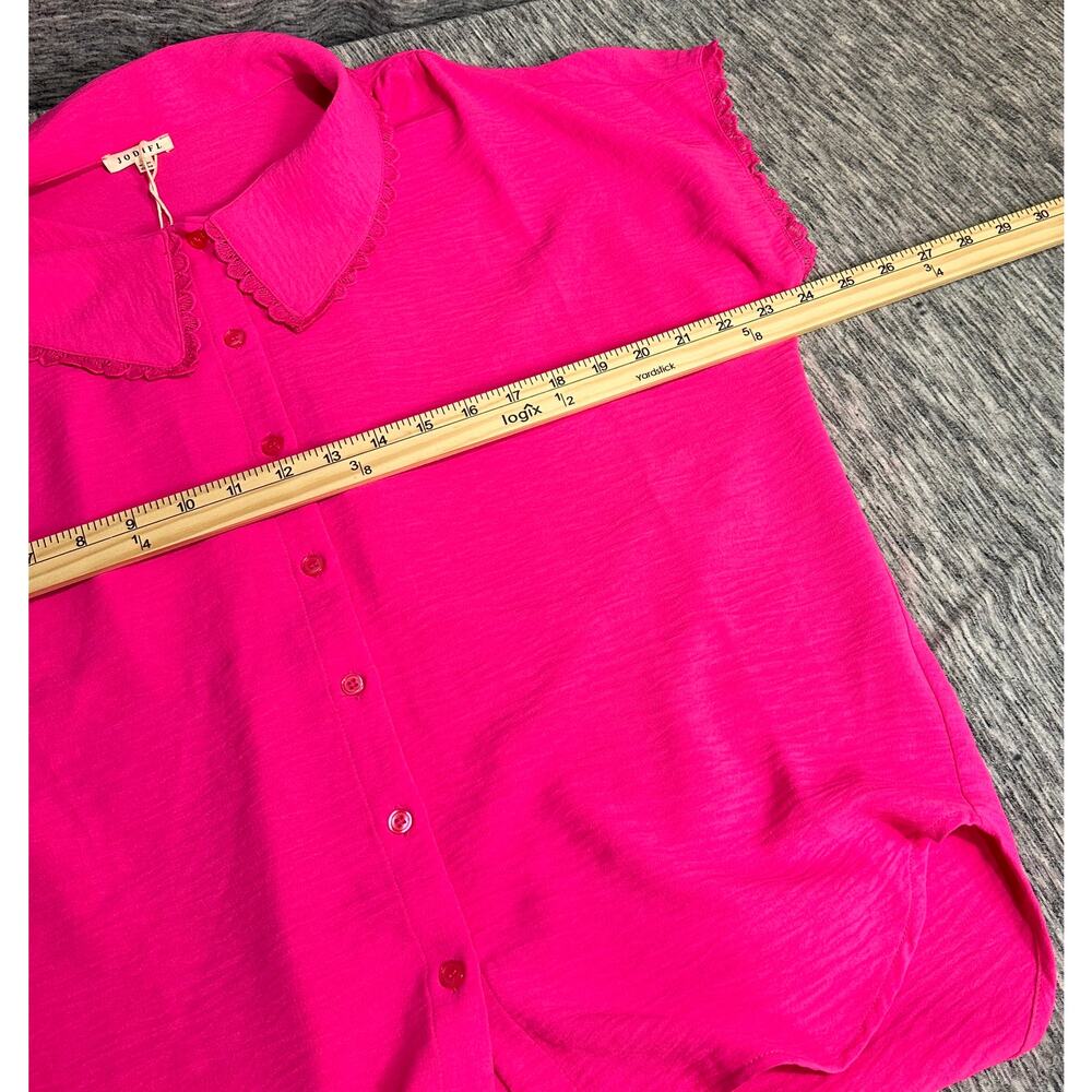 Jodifl Hot Pink Oversized Peter Pan Collar Blouse Size Small - Picture 6 of 7